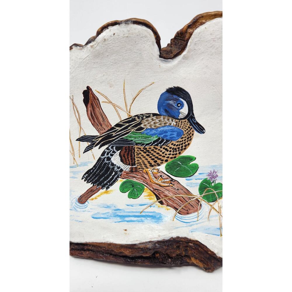 Hand-Painted Duck Shelf Fungus Art | Vintage Wildlife Cabin Decor